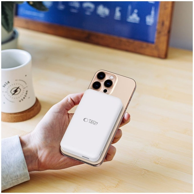 Powerbank PB24 Lifemag Qi2 MagSafe 10000mAh, biała, Tech-Protect