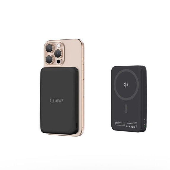 Powerbank PB24 Lifemag Qi2 MagSafe 10000mAh, czarna, Tech-Protect