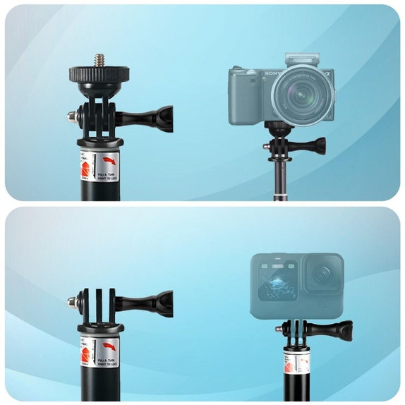 Selfie stick ze statywem GA100 do GoPro / DJI / INSTA360, czarna, Tech-Protect