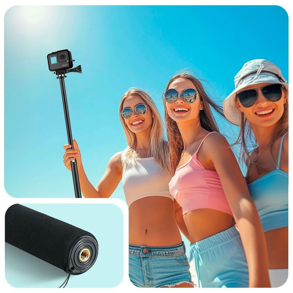 Selfie stick ze statywem GA100 do GoPro / DJI / INSTA360, czarna, Tech-Protect