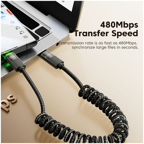 Kabel UB20T Ultraboost USB-C Cable PD 100W / 5A 180CM, czarna, Tech-Protect