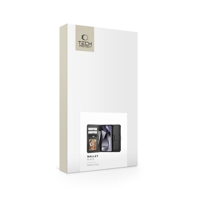 Etui Wallet do Samsung S25, czarna, Tech-Protect