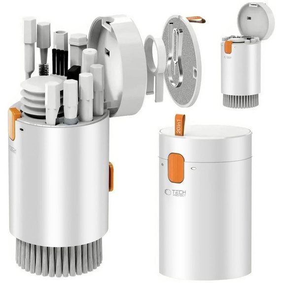 Zestaw czyszczący CS01 20 w 1 do elektroniki, biały, Tech-Protect