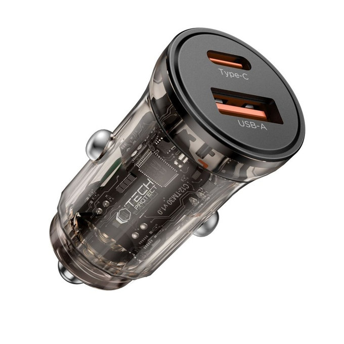 Ładowarka samochodowa CC01 2-PORT PD 45W / QC3.0, czarna, Tech-Protect