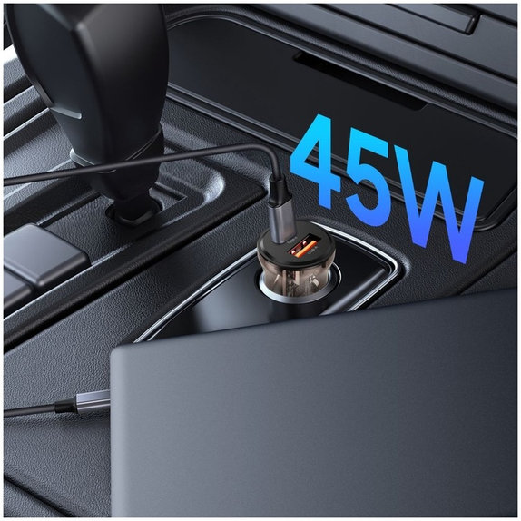 Ładowarka samochodowa CC01 2-PORT PD 45W / QC3.0, czarna, Tech-Protect