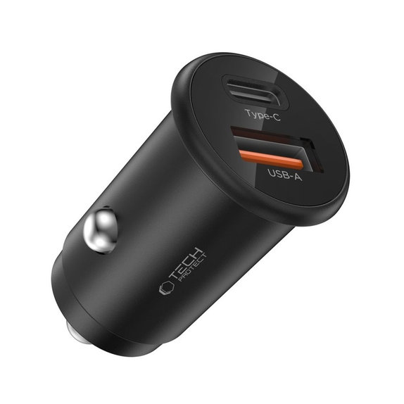 Ładowarka samochodowa CC02 2-PORT PD 35W / QC3.0, czarna, Tech-Protect