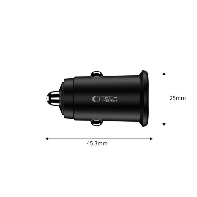 Ładowarka samochodowa CC02 2-PORT PD 35W / QC3.0, czarna, Tech-Protect