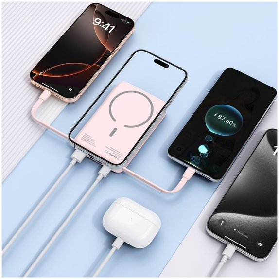 Powerbank PB31 Lifemag MagSafe 10000mAh, różowa, Tech-Protect