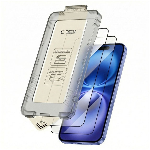 Szkło hartowane Quick Set+ 2-PACK do iPhone 15 / 16, czarna, Tech-Protect