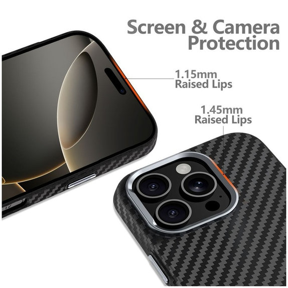 Etui Ion Carbon MagSafe do Samsung S25 Ultra, czarna/srebrna, Tech-Protect