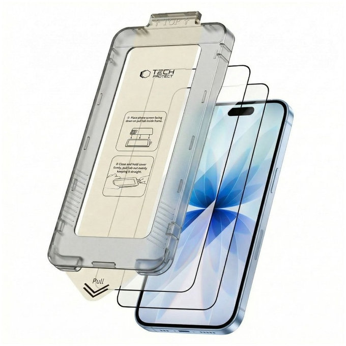 Szkło hartowane Quick Set+ 2-PACK do iPhone 17, czarna, Tech-Protect