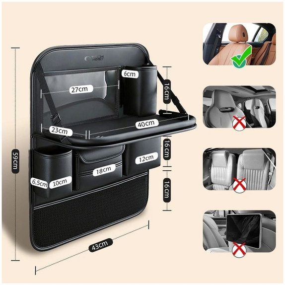 Organizer na tylne siedzenie UCA100, czarny, Tech-Protect