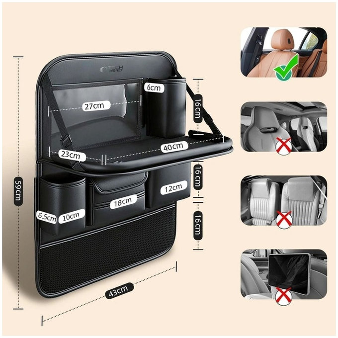 Organizer na tylne siedzenie UCA100, czarny, Tech-Protect