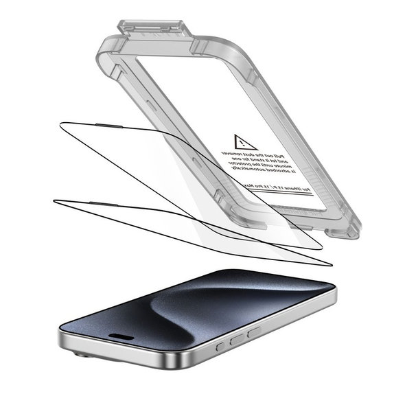 Szkło hartowane Quick Set+ 2-PACK do iPhone 15 Pro, czarna, Tech-Protect