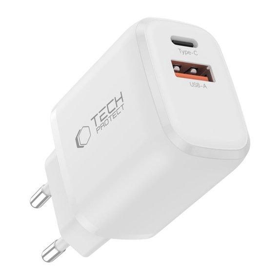 Ładowarka sieciowa NCA20 2-PORT PD 20W / QC3.0 + Lightning Cable, biała, Tech-Protect
