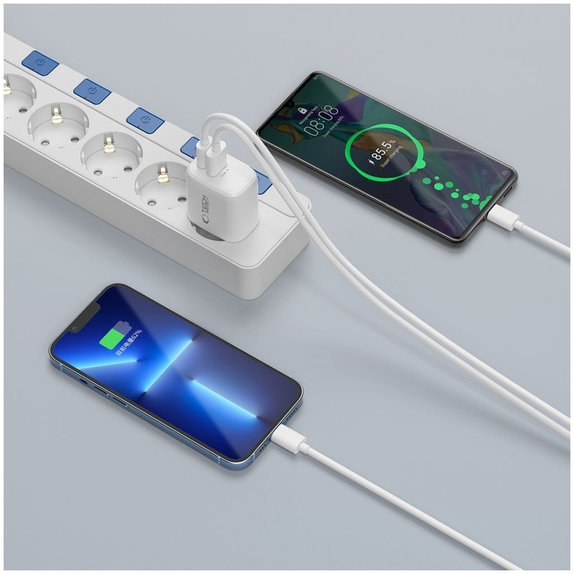 Ładowarka sieciowa NCA20 2-PORT PD 20W / QC3.0 + USB-C Cable, biała, Tech-Protect