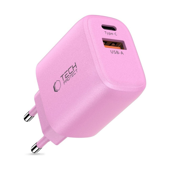 Ładowarka sieciowa NCA20 2-PORT PD 20W / QC3.0, Baby Pink, Tech-Protect