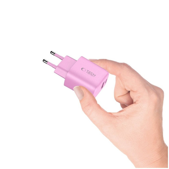 Ładowarka sieciowa NCA20 2-PORT PD 20W / QC3.0, Baby Pink, Tech-Protect