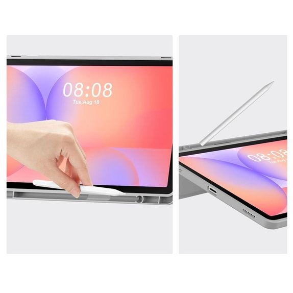 Etui Sc Pen do Samsung Tab S9 11.0 / S9 FE / S10 FE / S10 Lite 10.9 X710 / X716B / X510 / X516B / X520 / X526 / X400 / X406B, szara, Tech-Protect