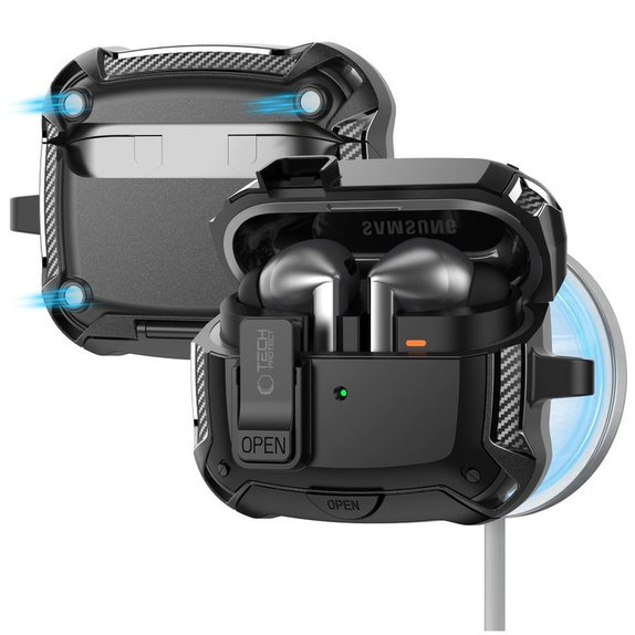 Etui na słuchawki Carbonox MagSafe do Samsung Buds 3 / 3 FE / 3 Pro, czarna, Tech-Protect