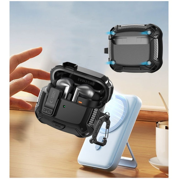 Etui na słuchawki Carbonox MagSafe do Samsung Buds 3 / 3 FE / 3 Pro, czarna, Tech-Protect