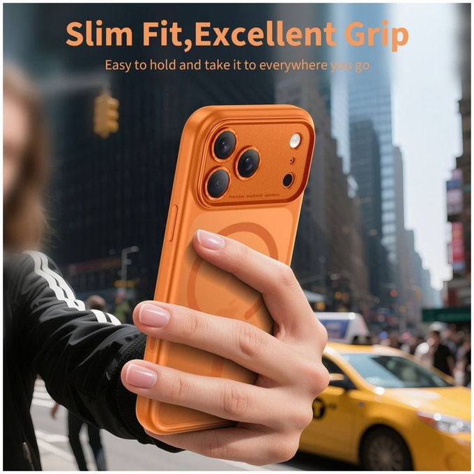 Etui MagPeak MagSafe CC do iPhone 17 Pro, Matte Cosmic Orange, Tech-Protect