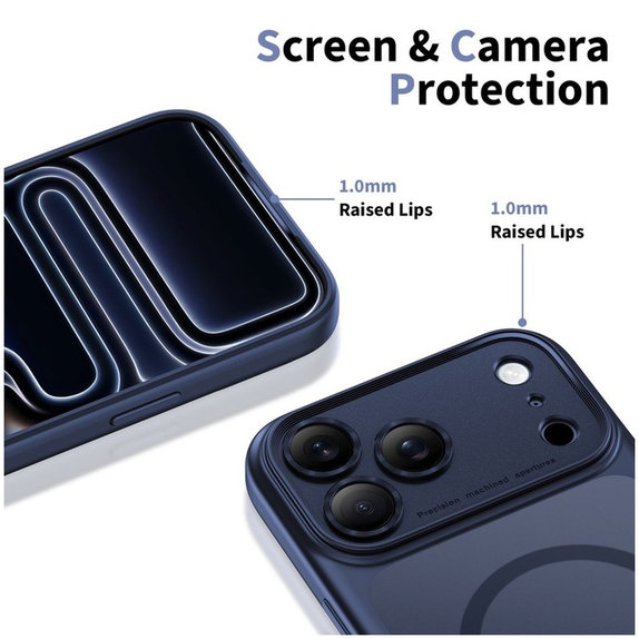 Etui MagPeak MagSafe CC do iPhone 17 Pro, Matte Deep Blue, Tech-Protect