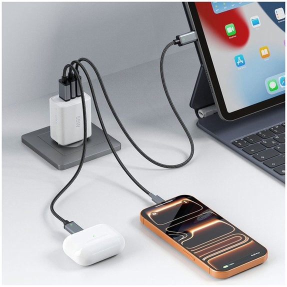 Ładowarka sieciowa NCA65W-GAN 3-PORT PD 65W / QC3.0, biała, Tech-Protect
