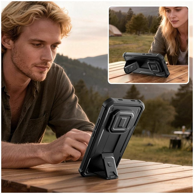 Etui Kevlar Cam+ z 2 przednimi ramkami do Xiaomi Redmi Note 15 Pro 5G, czarne, Tech-Protect