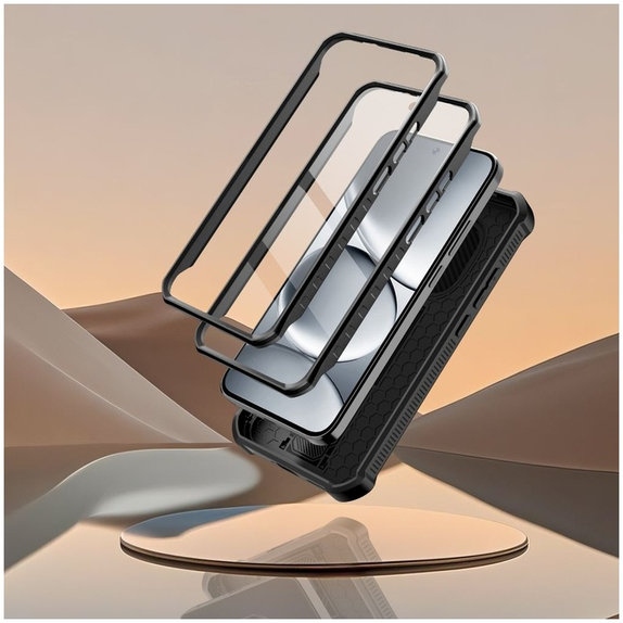 Etui Kevlar Cam+ z 2 przednimi ramkami do Xiaomi Redmi Note 15 Pro 5G, czarne, Tech-Protect