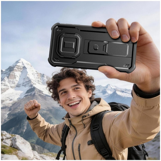 Etui Kevlar Cam+ z 2 przednimi ramkami do Xiaomi Redmi Note 15 Pro 5G, czarne, Tech-Protect