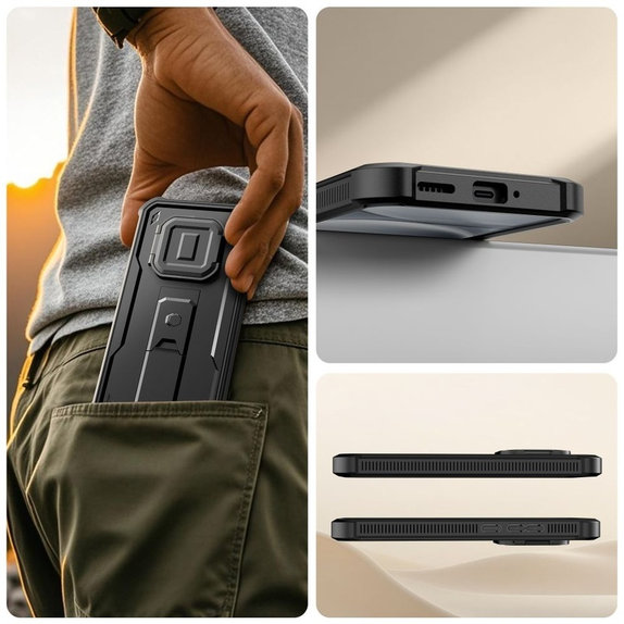 Etui Kevlar Cam+ z 2 przednimi ramkami do Xiaomi Redmi Note 15 Pro 5G, czarne, Tech-Protect