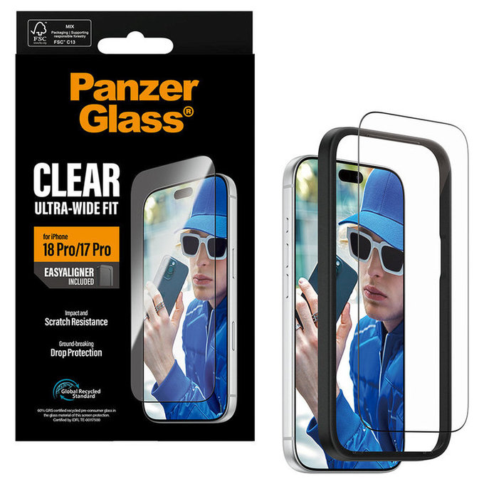 Szkło hartowane UWF z aplikatorem do iPhone 18 Pro/17 Pro, Czarne, PanzerGlass