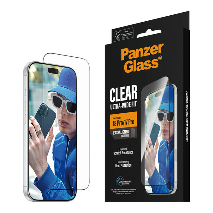 Szkło hartowane UWF z aplikatorem do iPhone 18 Pro/17 Pro, Czarne, PanzerGlass