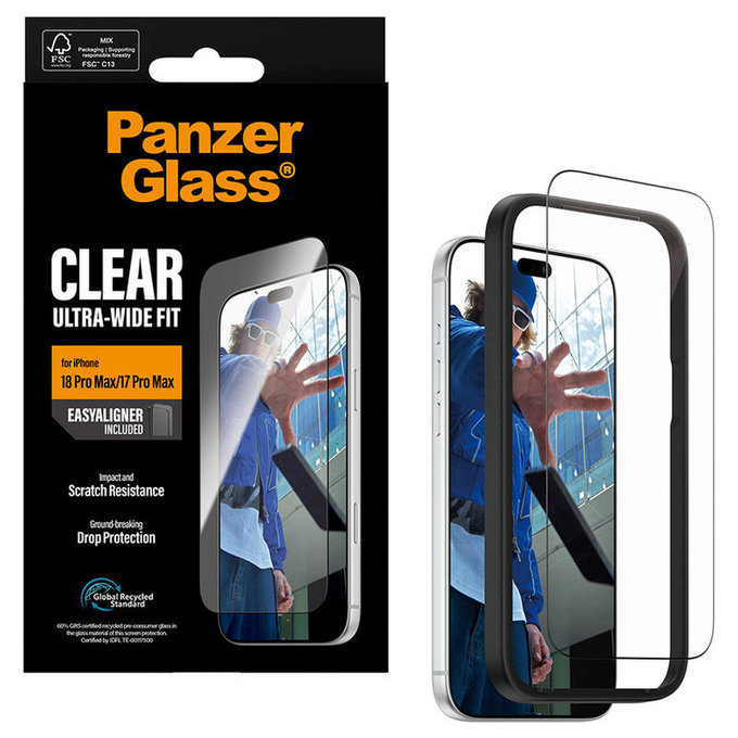 Szkło hartowane UWF z aplikatorem do iPhone 18 Pro Max/17 Pro Max, Czarne, PanzerGlass