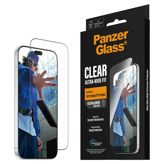 Szkło hartowane UWF z aplikatorem do iPhone 18 Pro Max/17 Pro Max, Czarne, PanzerGlass