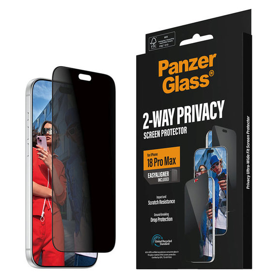 Szkło hartowane UWF 2-Way Privacy z aplikatorem do iPhone 18 Pro Max, Czarne, PanzerGlass
