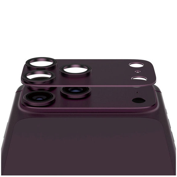 Pierścienie ochronne obiektywu kamery Fender do iPhone 18 Pro Max, Dark Cherry, PanzerGlass