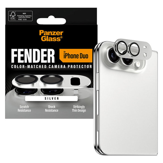 Pierścienie ochronne obiektywu kamery Fender do iPhone Duo, Biały, PanzerGlass