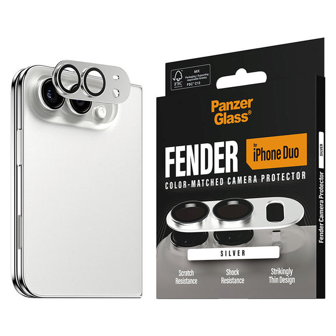 Pierścienie ochronne obiektywu kamery Fender do iPhone Duo, Biały, PanzerGlass