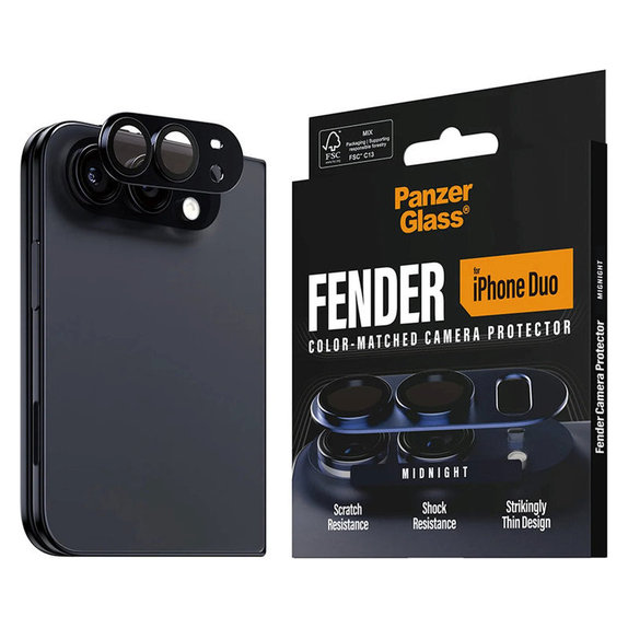 Pierścienie ochronne obiektywu kamery Fender do iPhone Duo, Dark Blue, PanzerGlass