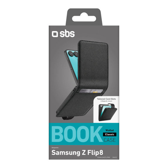 Etui Wallet Stand do Samsung Galaxy Z Flip8, Czarne, SBS