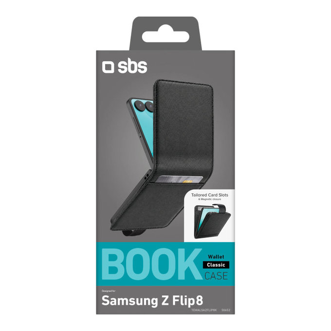 Etui Wallet Stand do Samsung Galaxy Z Flip8, Czarne, SBS