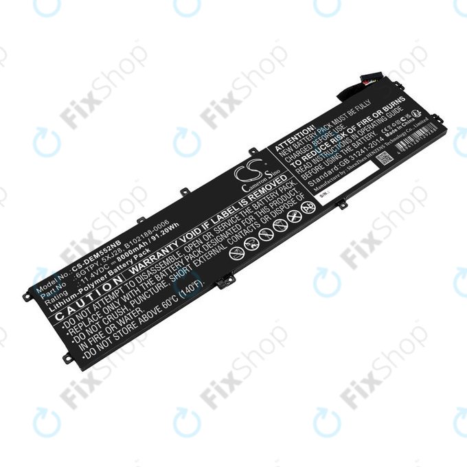 Bateria do Dell XPS 15, Dell Precision 9560, 9570, 8000mAh, Li-Pol, 11.4V, 6GTPY, HQ