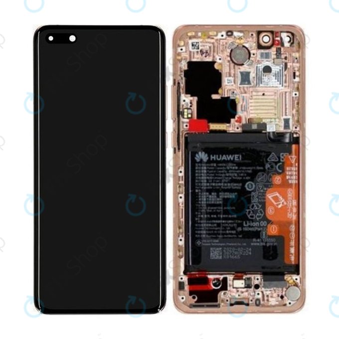 Zestaw wyswietlacza OLED z bateria + Czytnik linii papilarnych do Huawei P40 Pro | 02353PJL | Blush Gold | Genuine Service Pack