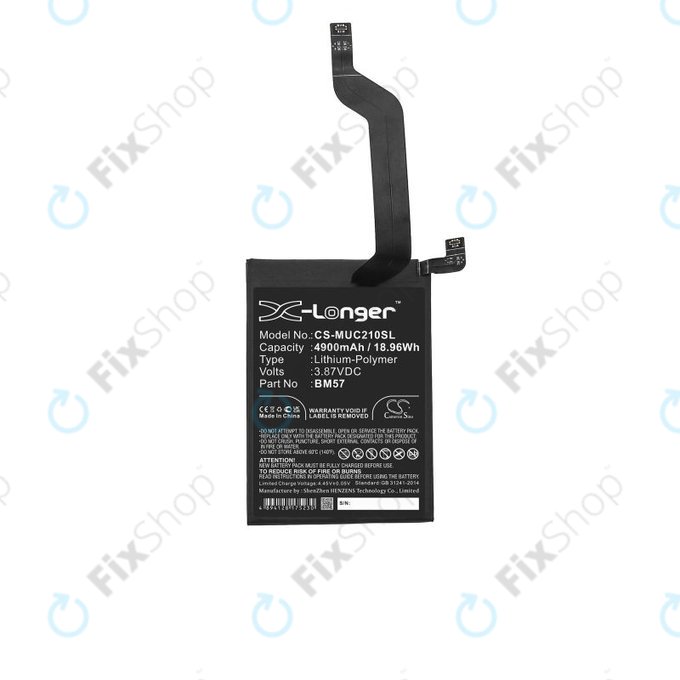 Bateria do Xiaomi Redmi Note 10 Pro M2101K6G, M2101K6R, BM57, 4900mAh, HQ