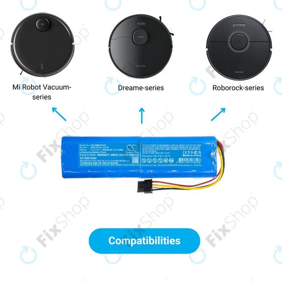 Bateria do Xiaomi Mi Robot Vacuum Mop-seria, BRR-2P4S-5200, Li-Ion, 14,4V 5200mAh, HQ