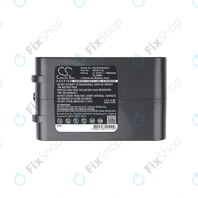 Bateria do Dyson DC-seria, V6, 965874-02, Li-Ion, 21,6V 1500mAh, HQ