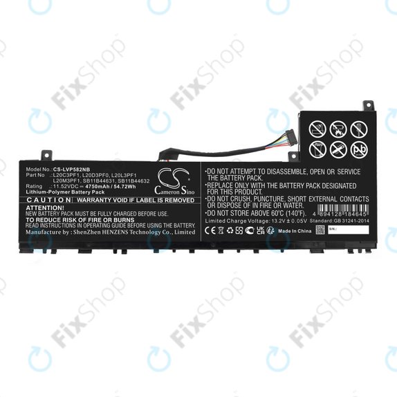 Bateria do Lenovo IdeaPad 5 Pro 14ITL6, 4750mAh, Li-Pol, 11.52V, L20C3PF1, HQ