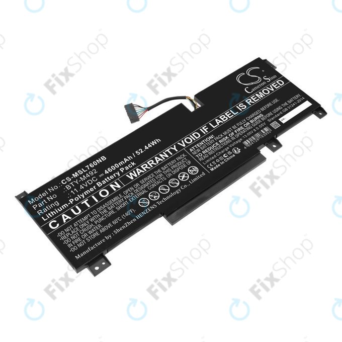 Bateria do MSI Pulse GL76, Katana GF66, Bravo 15, Crosshair 17, 4600mAh, Li-Pol, 11.4V, BTY-M492, HQ